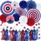25Pcs Patriotic Party Decorations Set, 4th of July American Flag Party Supplies (Red, White, Blue)